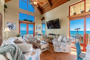 Smart TV, fireplace, video games, DVD player - Art on the Beach:  Ocean-to-river house, ON beach. Pool, Hot Tub, Elevator, Dock (Stuart)