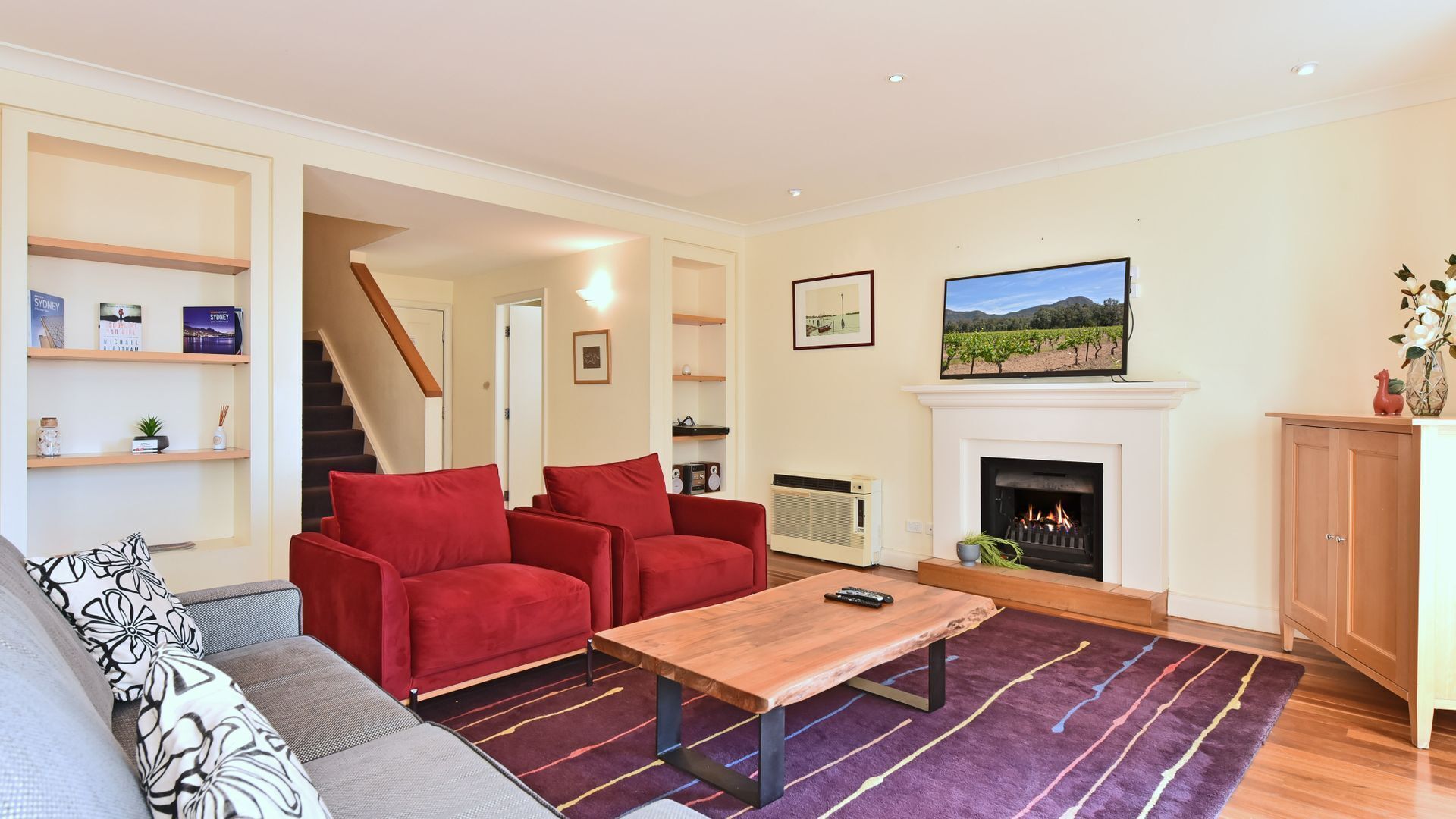 TV, fireplace, DVD player