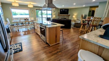 Smart TV, fireplace, DVD player, table football