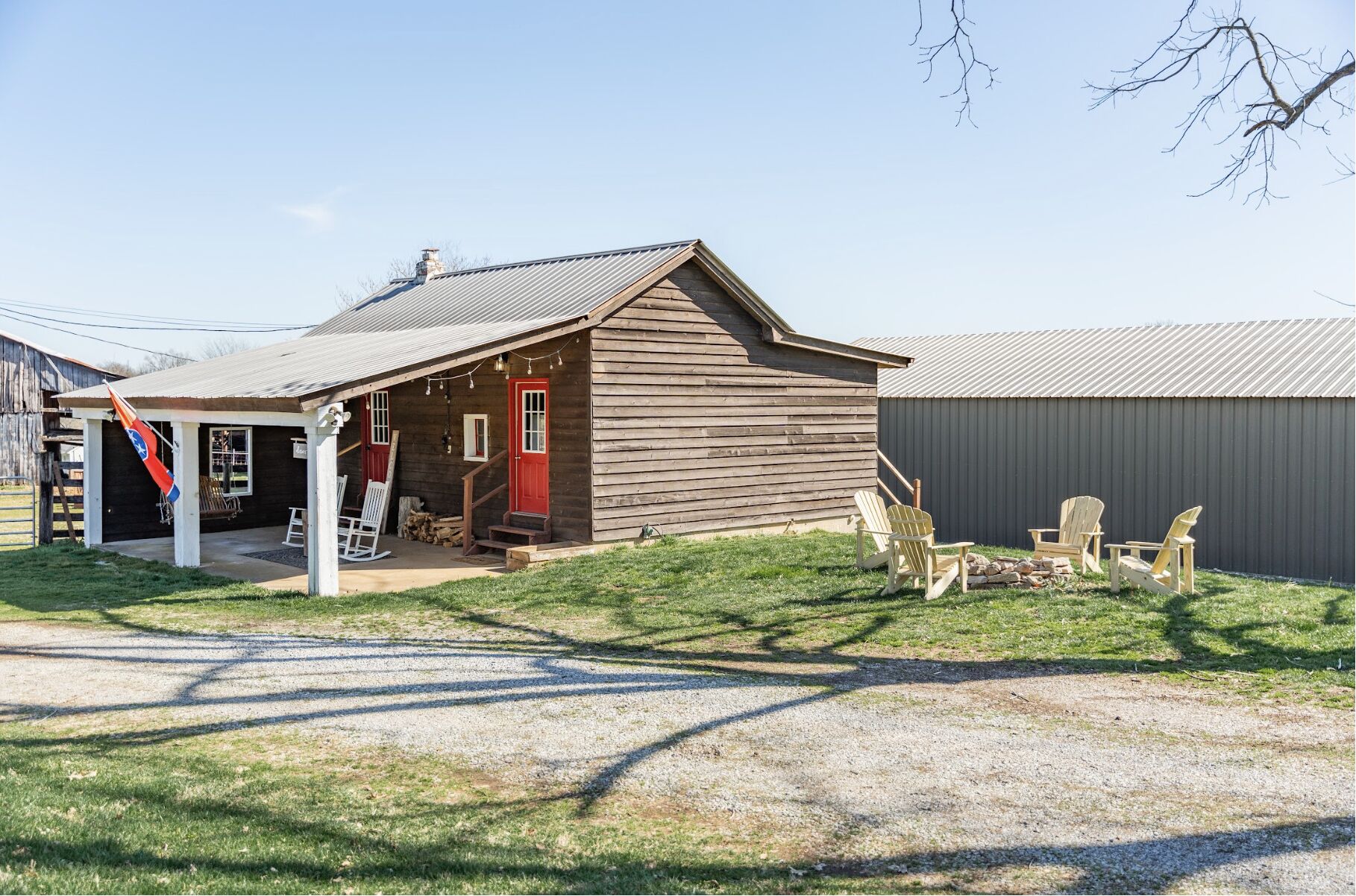 Dixie's Cabin comes with horse named Dixie right outside door to welcome you!