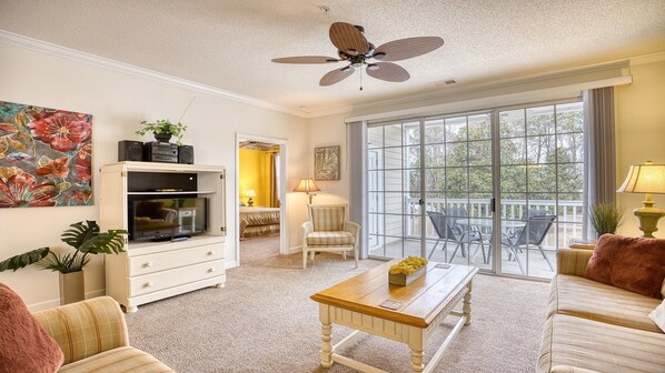 TV, DVD player, stereo