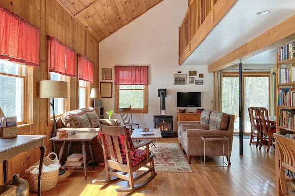 The cottage holds a lovely mix of vintage and antique furniture.