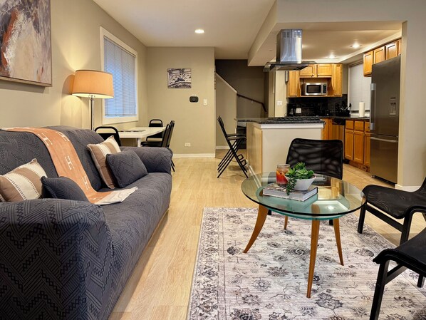 Smart TV, fireplace, toys, books