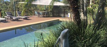 House with large saltwater pool fabulous views firepit on acreage close to Byron