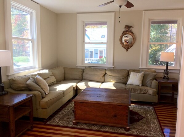 Smart TV, fireplace, video games, DVD player