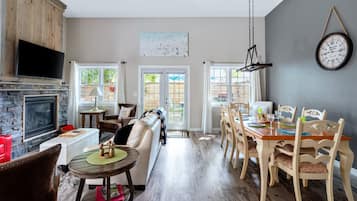 智能电视、壁炉、DVD 播放器