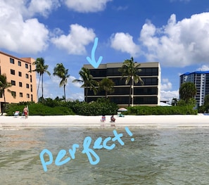 On the beach, sun loungers, beach towels - Mid Island, Villa Del Mar!  Beautiful Beach front condo, newly renovated! (Fort Myers Beach)