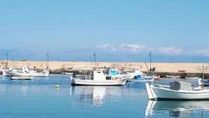 Una marina con varios barcos amarrados.