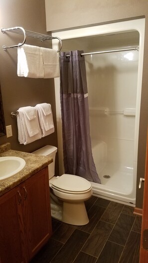 Haartrockner, Handtücher, Seife, Shampoo