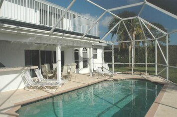 Completely private and screened, heated pool