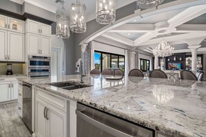 Fridge, microwave, oven, stovetop - Eagle Bay: Game Loft, Theater, Private Pool with Lazy River, Golf Views, Near Disney (Kissimmee)