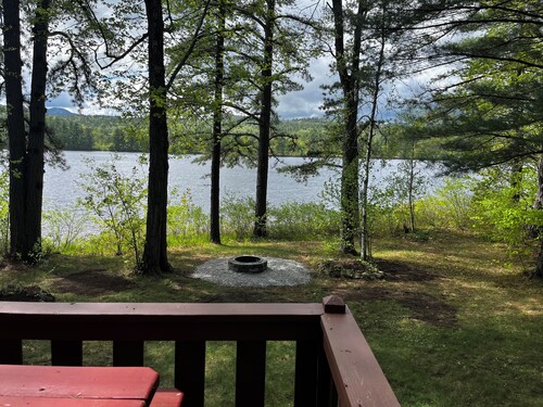 Waterfront Chalet with private beach in the White Mountains of New Hampshire.