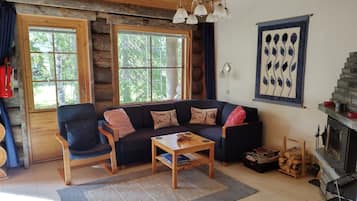 Fernseher, Kamin, DVD-Player, Bücher