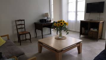 Télévision, lecteur de DVD, livres