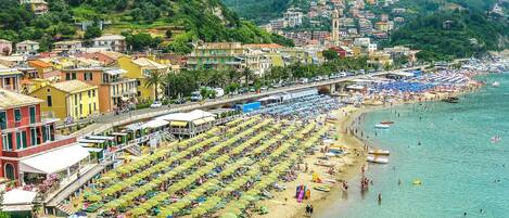 Beach nearby, sun loungers