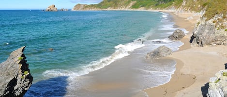 Una spiaggia nelle vicinanze, lettini da mare