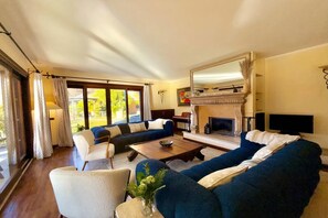 TV, fireplace, stereo - Villa Isola Verde (Main Villa), Valsolda, Italy (Valsolda)