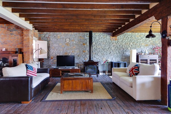 Una televisión, un reproductor de DVD, juguetes, libros