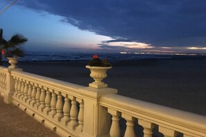 On the beach, beach towels