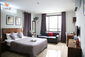 Superior Studio | Desk, laptop workspace, blackout drapes, iron/ironing board - V House 6 Serviced Apartment (Hanoi)
