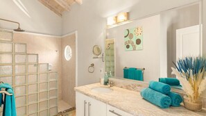 Shower, hair dryer, towels - 3 Bed Villa with Private Pool, West Coast Barbados (Porters St James)