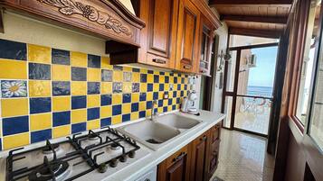 Fridge, oven, stovetop, coffee/tea maker