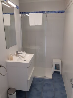Dusche, Haartrockner, Handtücher