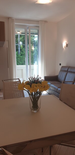 Flatskjerm-TV, bøker og kontorer