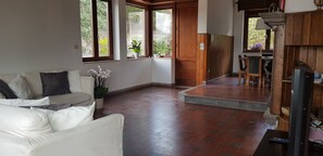 Fernseher, Kamin, Videospiele, Tischtennisplatte