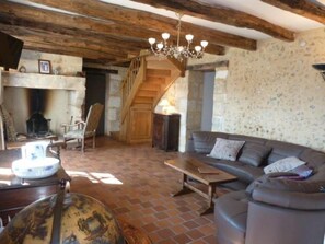 Televisio, takka, videopelejä, kirjoja