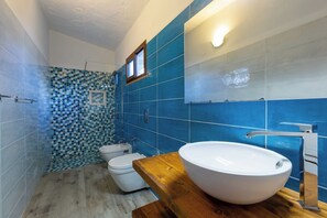 Ducha, secador de pelo, bidé y toallas