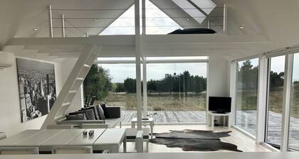 Modern and bright holiday home in nature with sea views