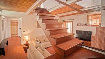 Smart-TV, Kamin, DVD-Player, Bücher