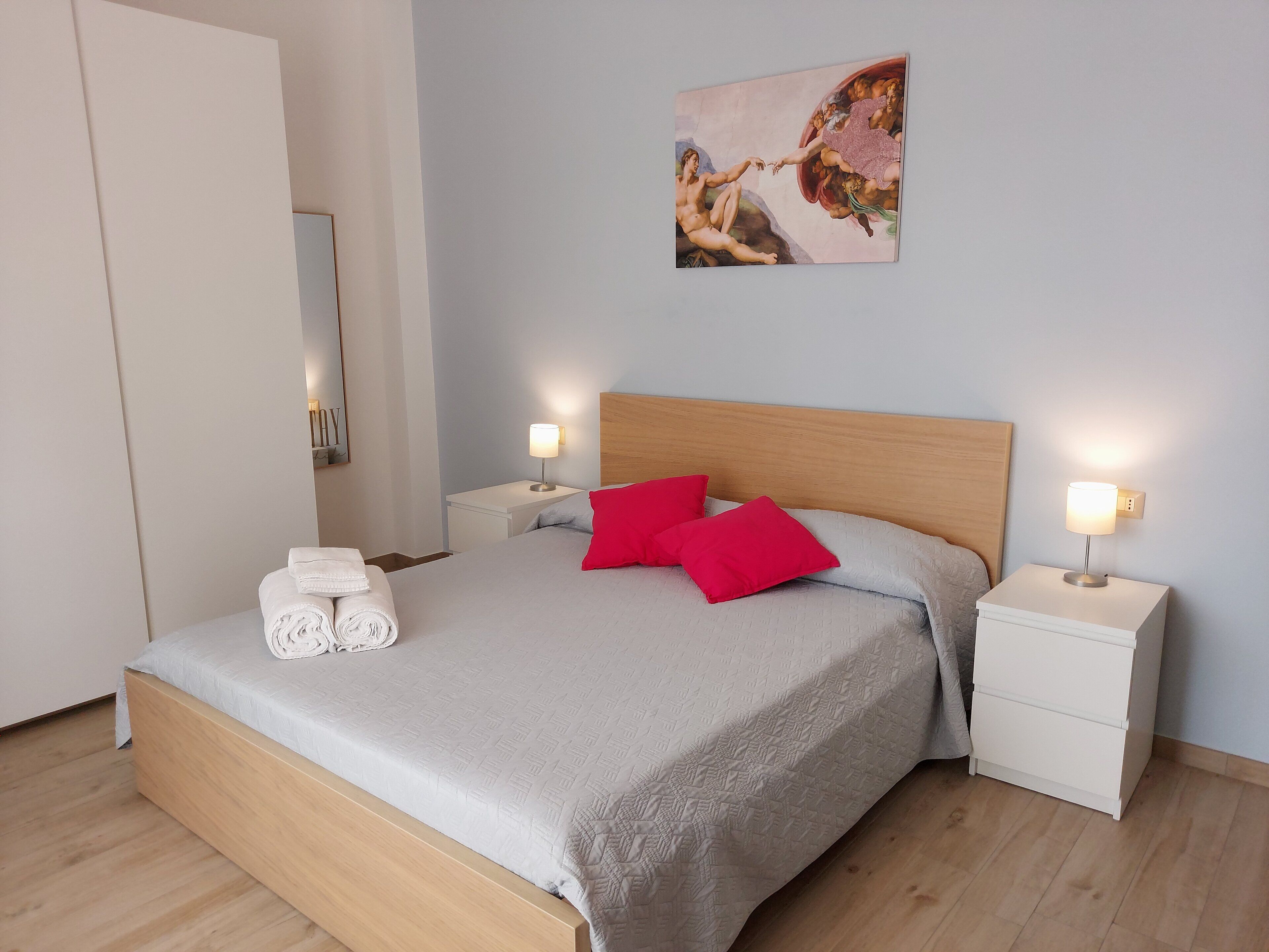 1 bedroom, desk, iron/ironing board, travel cot