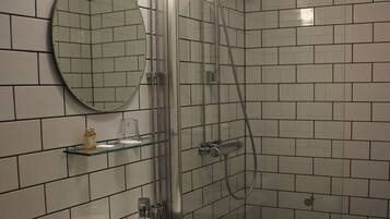 Twin Room (Private Bathroom) | Bathroom | Shower, free toiletries, hair dryer, towels