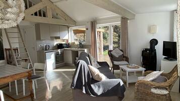 Televisie, een dvd-speler, boeken en een muziekbibliotheek