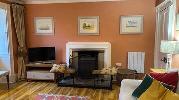 TV, fireplace, DVD player, video library