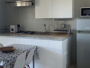 A kitchen with a gas stove, sink, and a microwave.