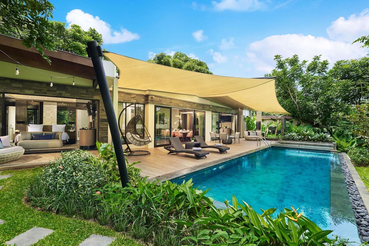 Villa Junior, Plusieurs lits, piscine privée (Presidential) | Literie de qualité, coffre-fort pour ordinateur portable, bureau