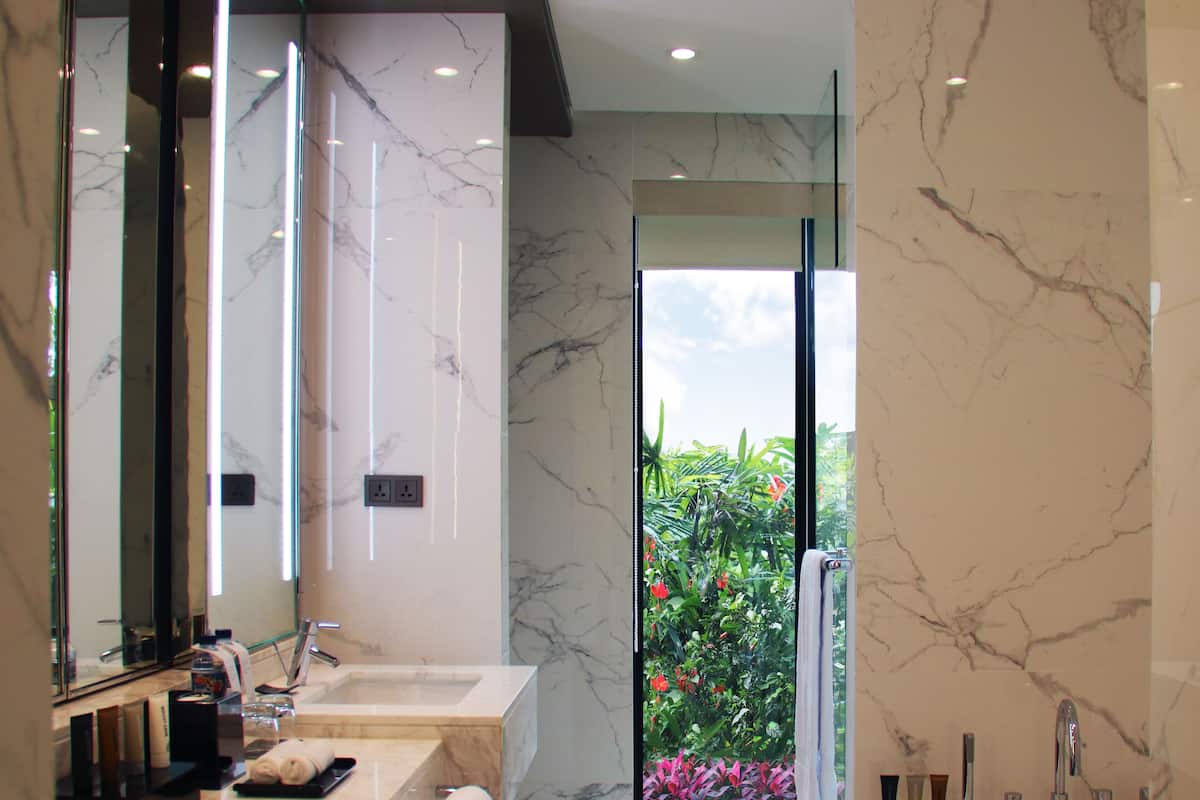 Eco-friendly toiletries, hair dryer, bathrobes, slippers