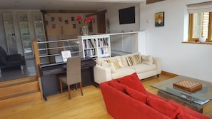 TV connectée, lecteur de DVD, livres, vidéothèque