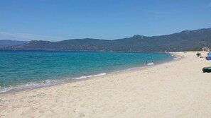 Playa en los alrededores y camastros 