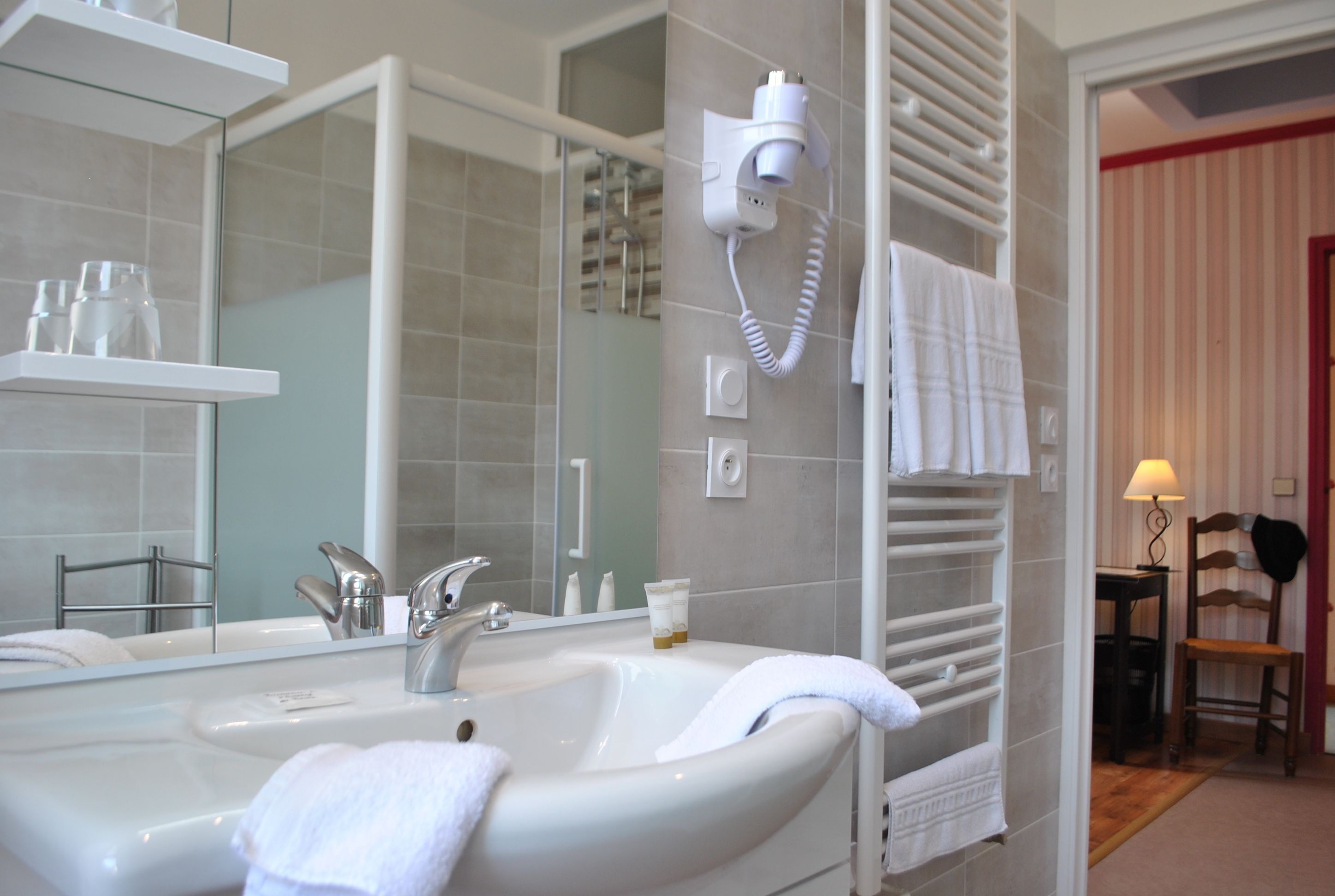 luxury quadruple room | bathroom | free toiletries, hair dryer, towels