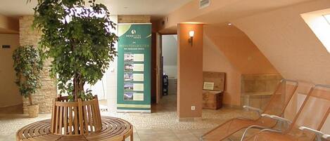 Sauna, steam room, body treatments, hot stone massages, body wraps