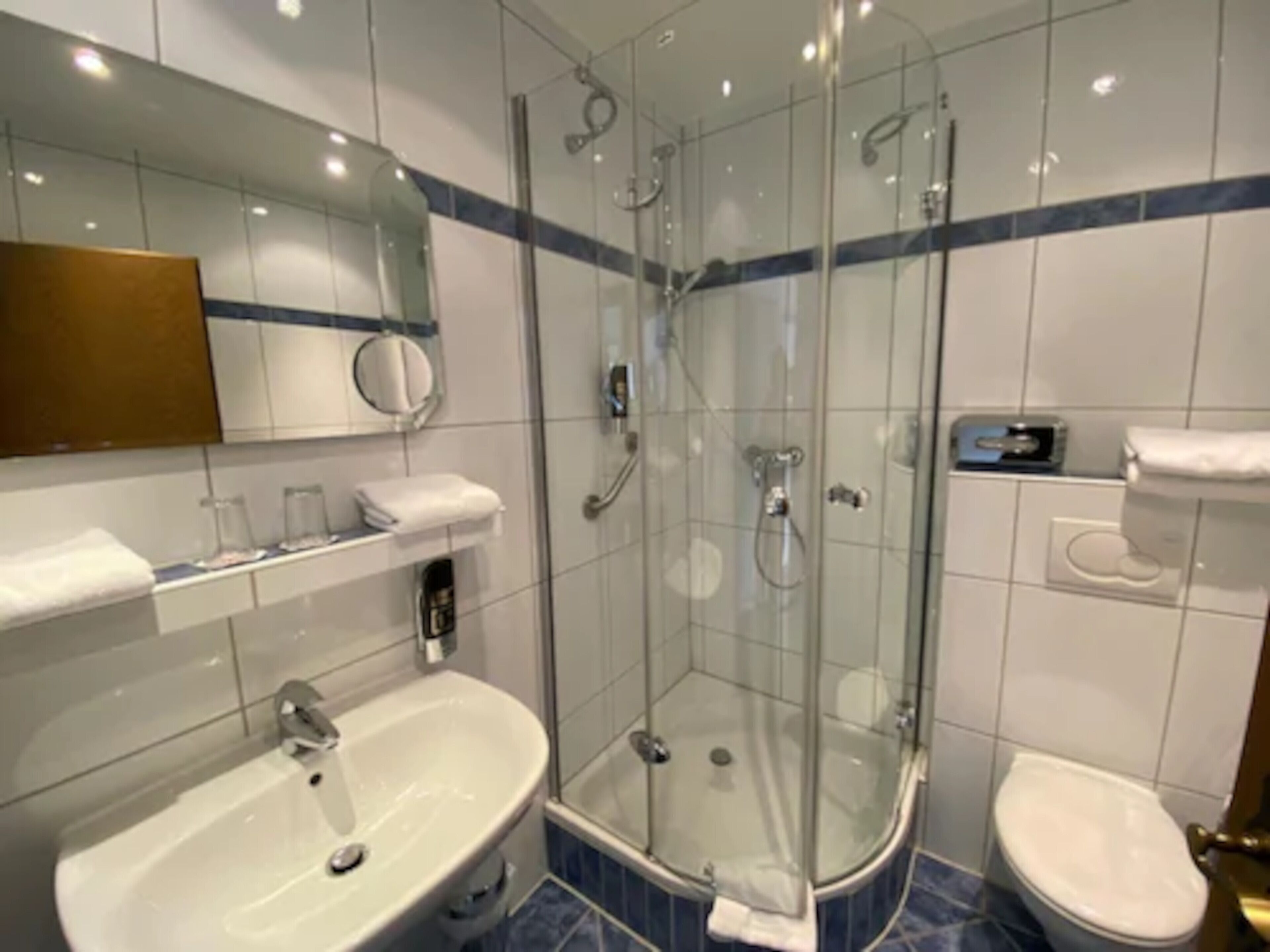 free toiletries, hair dryer, towels