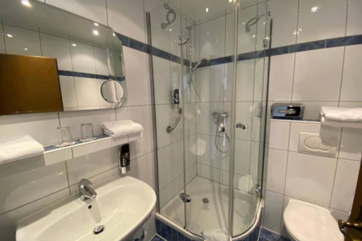 free toiletries, hair dryer, towels