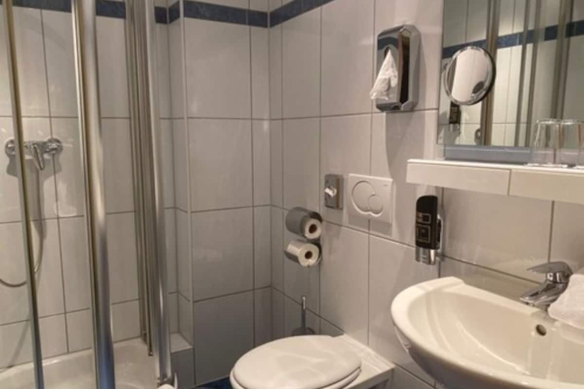 free toiletries, hair dryer, towels