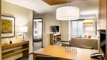 Premium bedding, down duvets, pillow-top beds, desk
