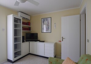 TV, DVD player, books