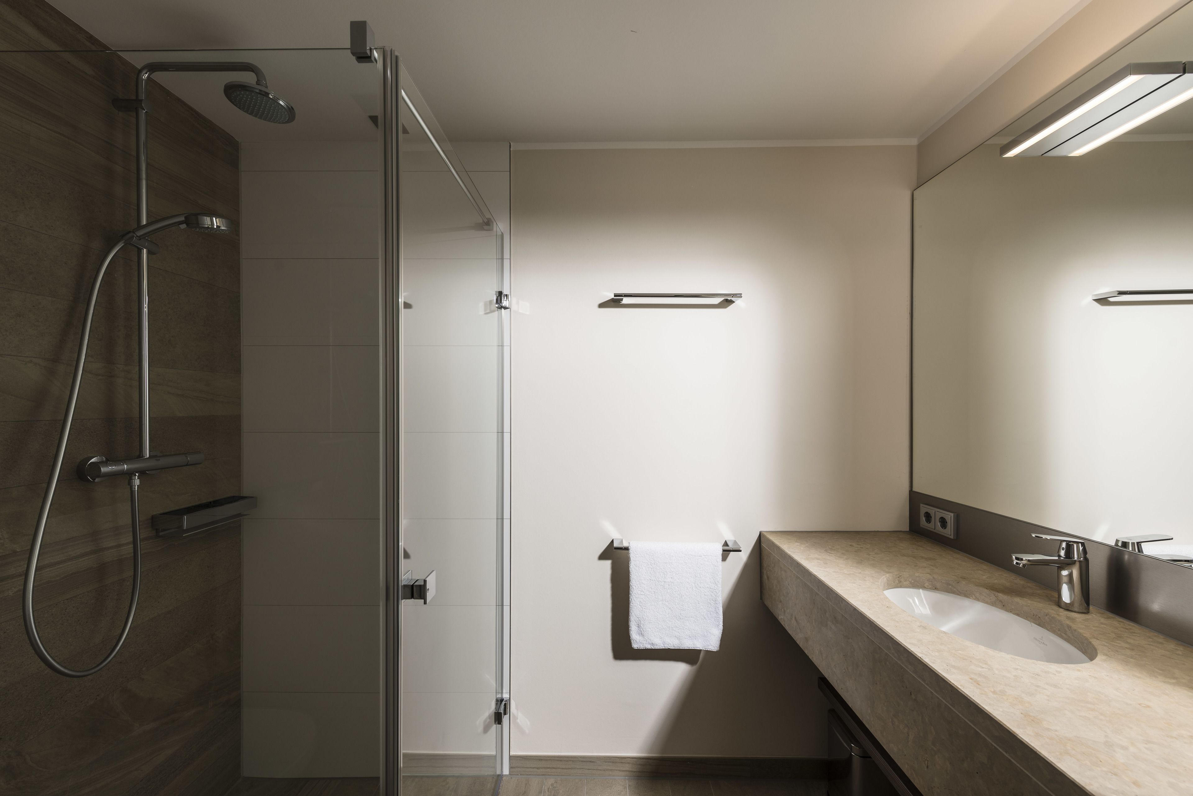 classic double room single use, 1 double bed (2 mattresses) | bathroom | shower, rainfall showerhead, free toiletries, hair dryer